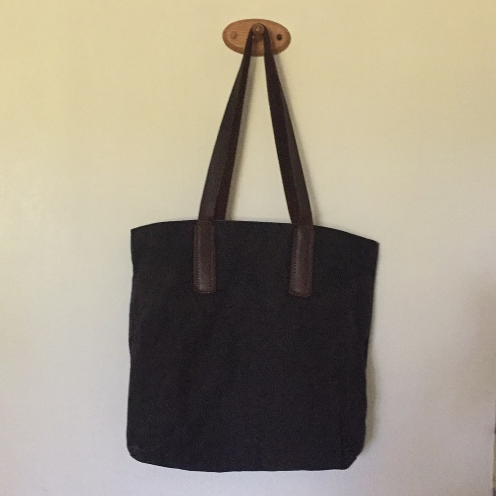 Everlane canvas tote with leather straps